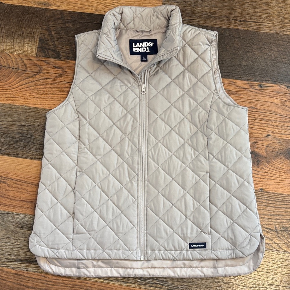 Lands' End Gray Quilted Vest